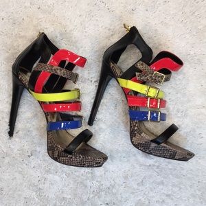 LFL Multicolored Strappy Stilettos Sz 10
